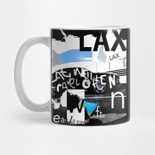 Eat well travel often. Scribble LAX version Mug